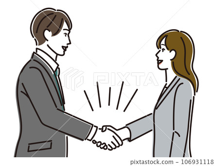 Men and women in suits shaking hands Men and women in suits shaking hands 106931118