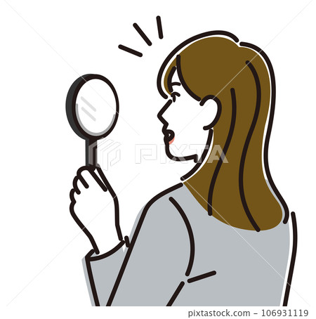 Female businessperson with a magnifying glass 106931119