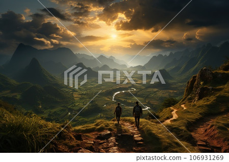 rice fields in mountains 106931269