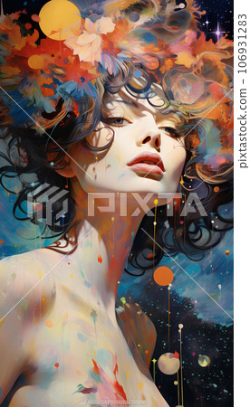 Colorful woman like an oil painting Colorful woman like an oil painting 106931283