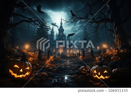 halloween pumpkins on table 106931335