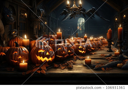 halloween pumpkins on table halloween pumpkins on table 106931361