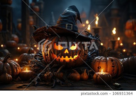 halloween pumpkins on table halloween pumpkins on table 106931364