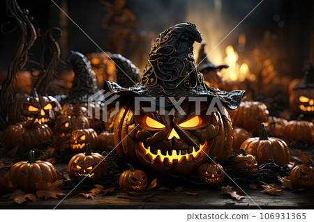 halloween pumpkins on table halloween pumpkins on table 106931365