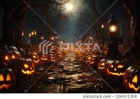 halloween pumpkins on table halloween pumpkins on table 106931369