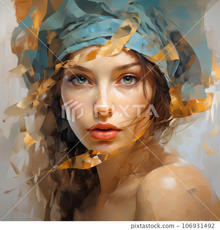 Colorful woman like an oil painting Colorful woman like an oil painting 106931492