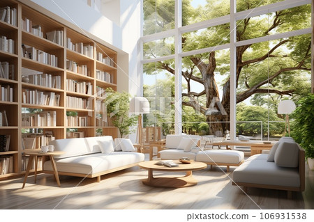 modern living room with wooden floor 106931538