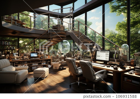 table and chairs in restaurant 106931588