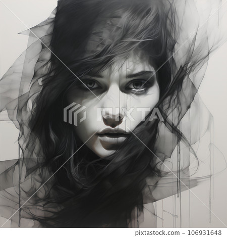 A beautiful woman who looks like an ink painting A beautiful woman who looks like an ink painting 106931648