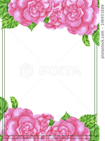 Hand drawn watercolor pink azalea frame boarder isolated on white background. Can be used for invitation, postcard, poster, book decoration and other printed products. Hand drawn watercolor pink azalea frame boarder isolated on white background. Can be used for invitation, postcard, poster, book decoration and other printed products. 106931689