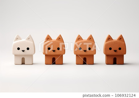 Cute animal icons made of cork (fox 3D pictographs) 106932124
