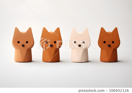 Cute animal icons made of cork (fox 3D pictographs) 106932126