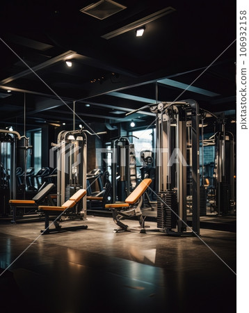 Gym background in low key AI 106932158