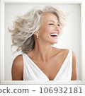 laughing white haired woman 106932181