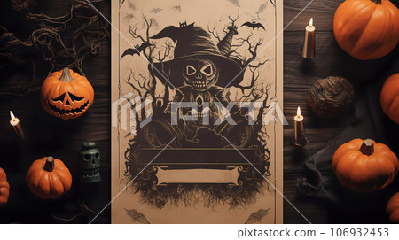 Halloween Old Kraft Paper Mockup Template 106932453