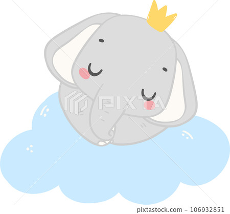 Cute baby elephant, baby shower boy animal cartoon hand drawing 106932851