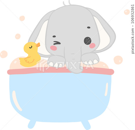 Cute baby elephant, baby shower boy animal cartoon hand drawing 106932861