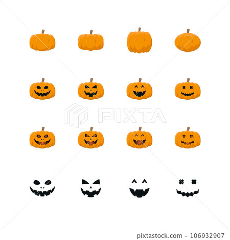 Set of pumpkin for halloween festival colour icons on white background, Vector Illustration 106932907
