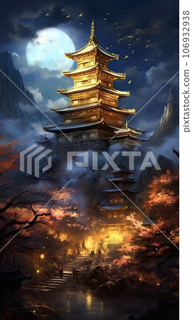 tibet country, night scene 106932938