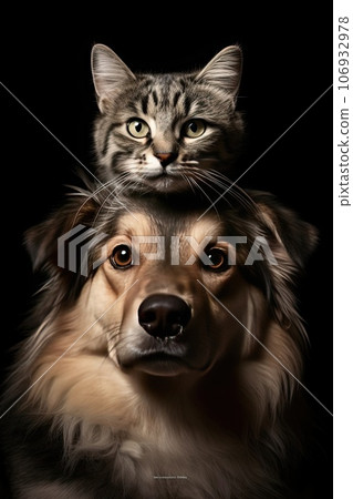 Cat and dog together 106932978