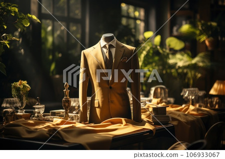 Tailor shop suit hanging on shirt fitting mannequin, Generate with Ai 106933067