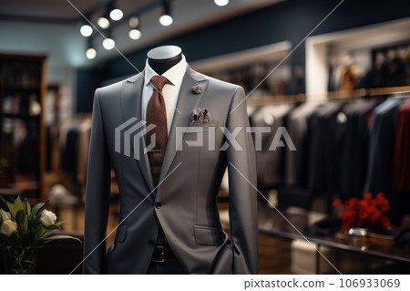 Tailor shop suit hanging on shirt fitting mannequin, Generate with Ai 106933069