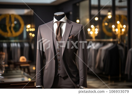 Tailor shop suit hanging on shirt fitting mannequin, Generate with Ai 106933079