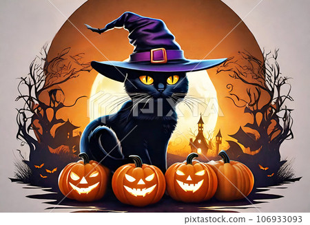 萬聖節南瓜和貓-002 106933093