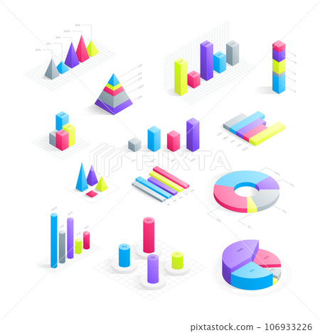 Color 3d Color Infographic Elements Concept Isometric View Include of Color Diagramsm, Pie Charts and Column Bars. Vector illustration Color 3d Color Infographic Elements Concept Isometric View Include of Color Diagramsm, Pie Charts and Column Bars. Vector illustration 106933226