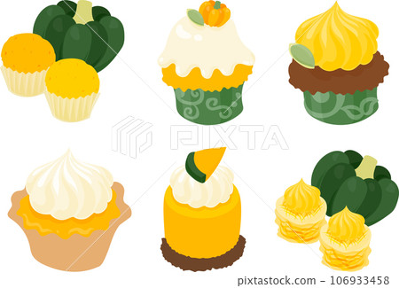 香甜蓬鬆的南瓜甜點的標誌，如饅頭、紙杯蛋糕、蛋撻和稀有的芝士蛋糕。 106933458