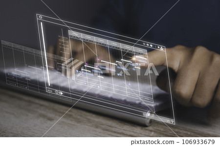 Businessman is browsing his laptop action Plan business strategy. Businessman is browsing his laptop action Plan business strategy. 106933679