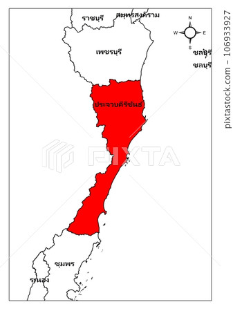 Prachuap Khiri Khan map province south Thailand asia 106933927
