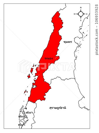 Ranong map province south Thailand asia Ranong map province south Thailand asia 106933928