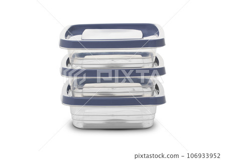 Set plastic food containers isolated on white background 106933952