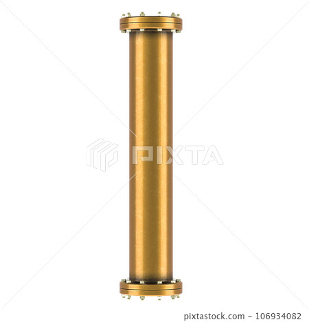 Letter I from copper, bronze or brass pipes, 3D rendering 106934082