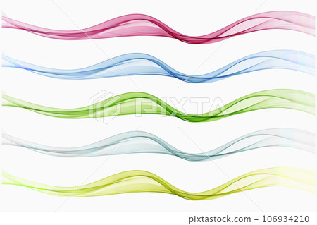 Set of abstract colored waves,transparent flow smoky wave. 106934210