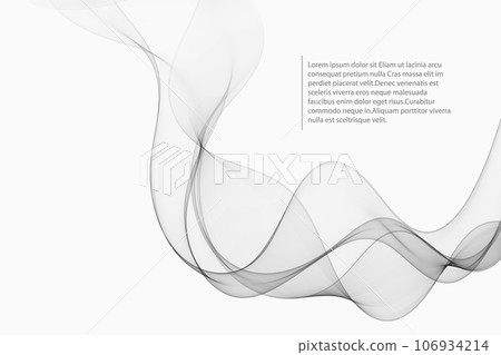 Gray wavy flow of transparent wave. Abstract wave background. 106934214