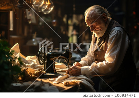 A Elder Man owner working in Tailor shop, Generate with Ai A Elder Man owner working in Tailor shop, Generate with Ai 106934471