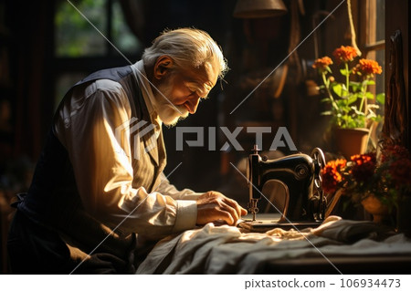 A Elder Man owner working in Tailor shop, Generate with Ai A Elder Man owner working in Tailor shop, Generate with Ai 106934473