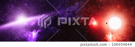 Space background with red nebula and stars. Elements of this image furnished by NASA. 106934644