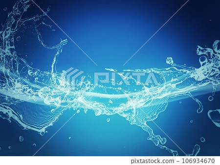 抽象的藍色波浪和飛濺的插圖 抽象的藍色波浪和飛濺的插圖 106934670