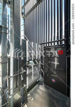 Emergency stairs and fire extinguishing equipment in business buildings 106934835