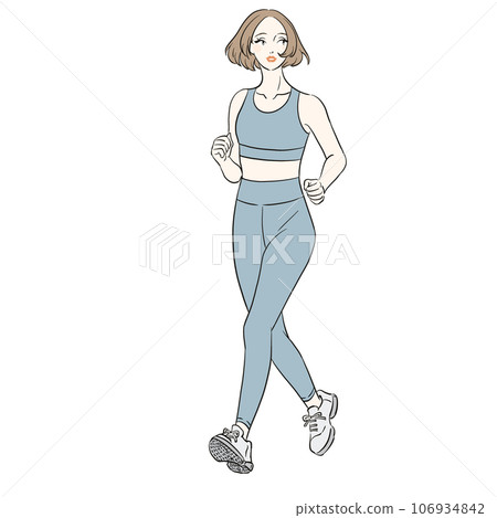 A woman running while looking at the scenery 106934842