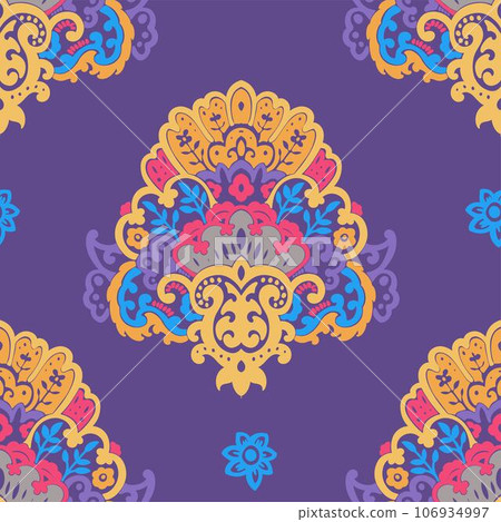 Blooming flowers with leaves foliage exotic plants 106934997