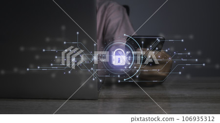 Lock icon and internet network security technology. Lock icon and internet network security technology. 106935312