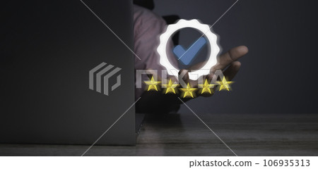 Quality management certification and standardization proces, ISO certified business. 106935313