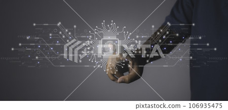 Fingerprint scanner futuristic digital processing of biometric identification. Fingerprint scanner futuristic digital processing of biometric identification. 106935475