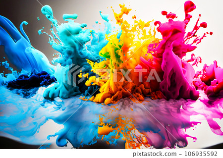 Colorful ink spreading underwater AI-generated image 106935592