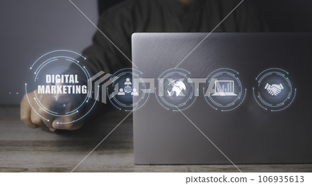 Action Plan business strategy Digital Marketing by computer laptop. Action Plan business strategy Digital Marketing by computer laptop. 106935613