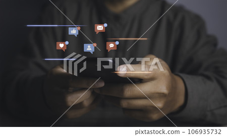 Social media and digital online on mobile phone. Social media and digital online on mobile phone. 106935732